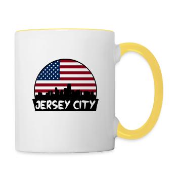 Jersey City New Jersey États-Unis Flag Skyline Silhouette - Mug contrasté - blanc/jaune - Droite