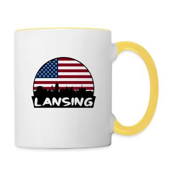 Lansing Michigan États-Unis Flag Skyline Silhouette Trave - Mug contrasté - blanc/jaune - Droite