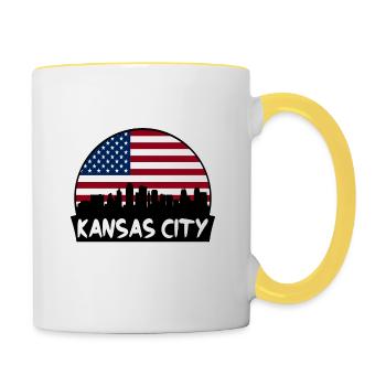 Kansas City Missouri États-Unis Flag Skyline Silhouette T - Mug contrasté - blanc/jaune - Droite