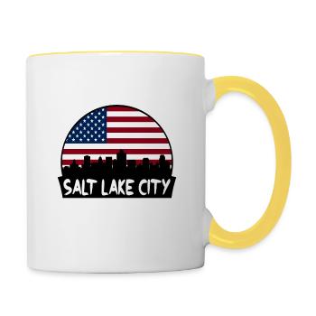 Salt Lake City Utah États-Unis Flag Skyline Silhouette Tr - Mug contrasté - blanc/jaune - Droite