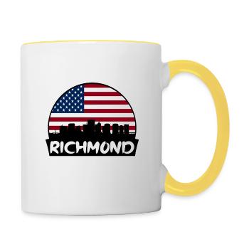 Richmond Virginia Usa Flag Skyline Silhouette Trav - Contrasting Mug - white/yellow - Right