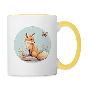 Cute fox - Contrasting Mug - white/yellow - Right
