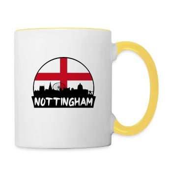 Nottingham England Flag Skyline Silhouette Travel - Contrasting Mug - white/yellow - Right