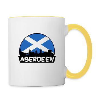 Aberdeen Schottland Flagge Skyline Silhouette Reisen - Tasse zweifarbig - Weiß/Gelb - Rechts