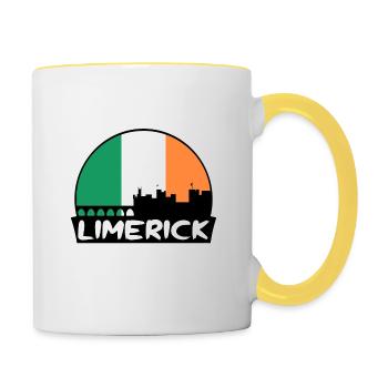 Limerick Irlande Flag Skyline Silhouette Voyage - Mug contrasté - blanc/jaune - Droite