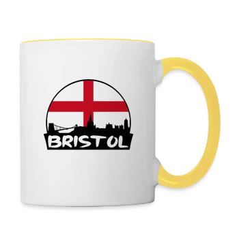 Bristol England Flag Skyline Silhouette Travel - Contrasting Mug - white/yellow - Right