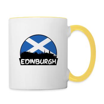 Edimbourg Écosse Flag Skyline Silhouette Voyage - Mug contrasté - blanc/jaune - Droite