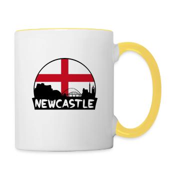 Newcastle England Flag Skyline Silhouette Travel - Contrasting Mug - white/yellow - Right