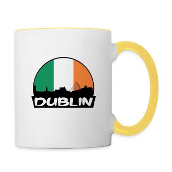 Dublin Irlande Flag Skyline Silhouette Voyage - Mug contrasté - blanc/jaune - Droite