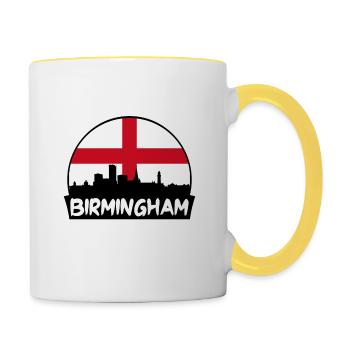 Birmingham Angleterre Drapeau Skyline Silhouette Voyage - Mug contrasté - blanc/jaune - Droite