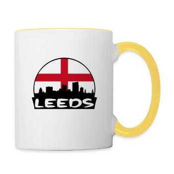Leeds England Flag Skyline Silhouette Travel - Contrasting Mug - white/yellow - Right