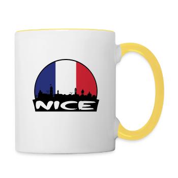Nice France Flag Skyline Silhouette Travel - Contrasting Mug - white/yellow - Right