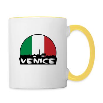 Venice Italy Flag Skyline Silhouette Travel - Contrasting Mug - white/yellow - Right