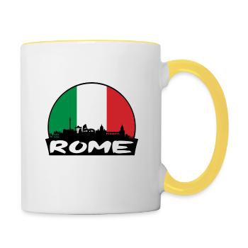 Rom Italien Flagge Skyline Silhouette Reisen - Tasse zweifarbig - Weiß/Gelb - Rechts