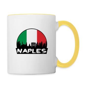 Naples Italy Flag Skyline Silhouette Travel - Contrasting Mug - white/yellow - Right