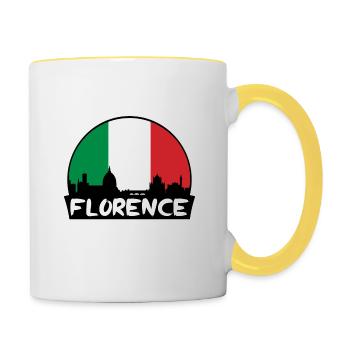Florenz Italien Flagge Skyline Silhouette Reisen - Tasse zweifarbig - Weiß/Gelb - Rechts