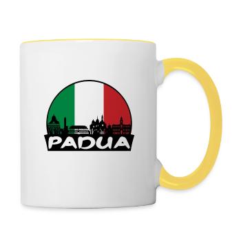 Padua Italien Flagge Skyline Silhouette Reisen - Tasse zweifarbig - Weiß/Gelb - Rechts