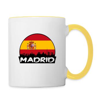 Madrid Espagne Flag Skyline Silhouette Voyage - Mug contrasté - blanc/jaune - Droite