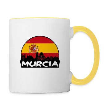 Murcia Spain Flag Skyline Silhouette Travel - Contrasting Mug - white/yellow - Right