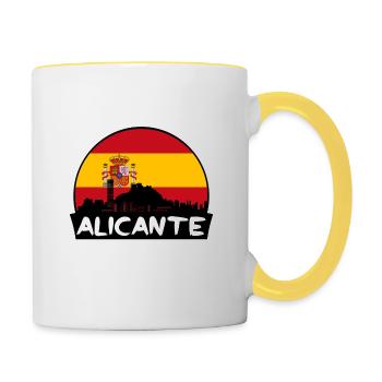Alicante Espagne Flag Skyline Silhouette Voyage - Mug contrasté - blanc/jaune - Droite