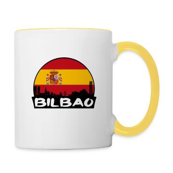 Bilbao Spanien Flagge Skyline Silhouette Reisen - Tasse zweifarbig - Weiß/Gelb - Rechts