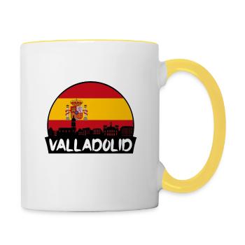 Valladolid Spain Flag Skyline Silhouette Travel - Contrasting Mug - white/yellow - Right