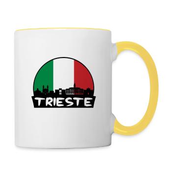 Trieste Italie Flag Skyline Silhouette Voyage - Mug contrasté - blanc/jaune - Droite