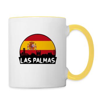 Las Palmas Spain Flag Skyline Silhouette Travel - Contrasting Mug - white/yellow - Right