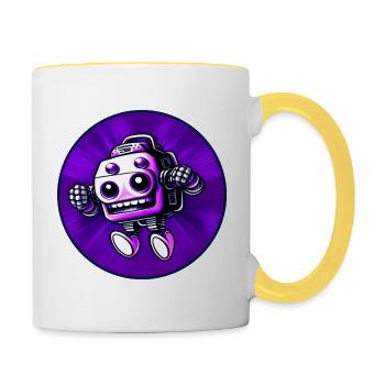Wahnsinniger Roboter 01 - Tasse zweifarbig - Weiß/Gelb - Rechts