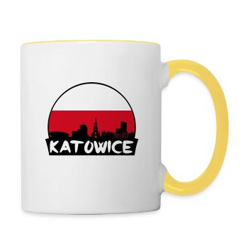Katowice Poland Flag Skyline Silhouette Travel - Contrasting Mug - white/yellow - Right