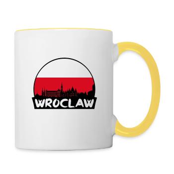 Breslau Polen Flagge Skyline Silhouette Reisen - Tasse zweifarbig - Weiß/Gelb - Rechts