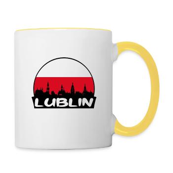 Lublin Pologne Flag Skyline Silhouette Voyage - Mug contrasté - blanc/jaune - Droite