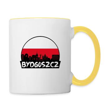 Bydgoszcz Pologne Flag Skyline Silhouette Voyage - Mug contrasté - blanc/jaune - Droite