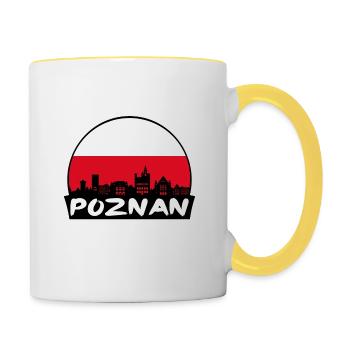 Poznan Poland Flag Skyline Silhouette Travel - Contrasting Mug - white/yellow - Right