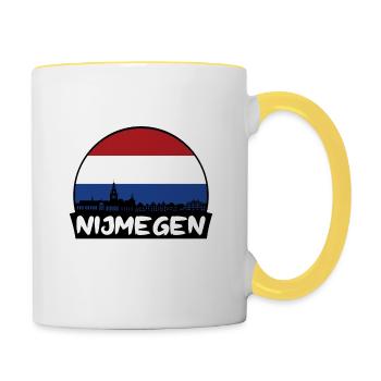 Nijmegen Niederlande Flagge Skyline Silhouette Trave - Tasse zweifarbig - Weiß/Gelb - Rechts
