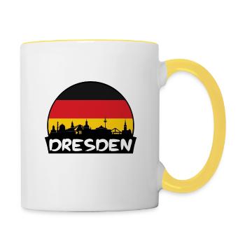 Dresden Germany Flag Skyline Silhouette Travel - Contrasting Mug - white/yellow - Right