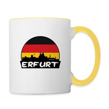 Erfurt Allemagne Flag Skyline Silhouette Voyage - Mug contrasté - blanc/jaune - Droite
