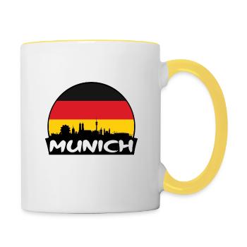 München Deutschland Flagge Skyline Silhouette Reisen - Tasse zweifarbig - Weiß/Gelb - Rechts
