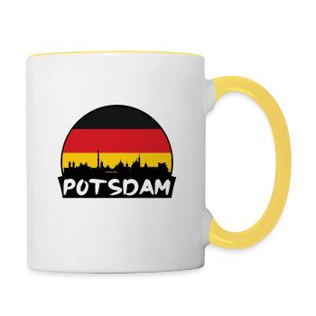 Potsdam Germany Flag Skyline Silhouette Travel - Contrasting Mug - white/yellow - Right
