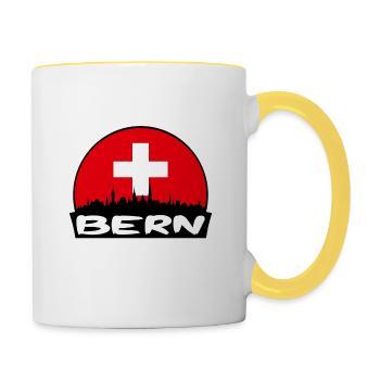 Berne Suisse Flag Skyline Silhouette Voyage - Mug contrasté - blanc/jaune - Droite