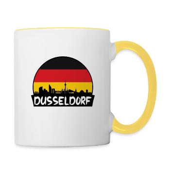 Dusseldorf Germany Flag Skyline Silhouette Travel - Contrasting Mug - white/yellow - Right