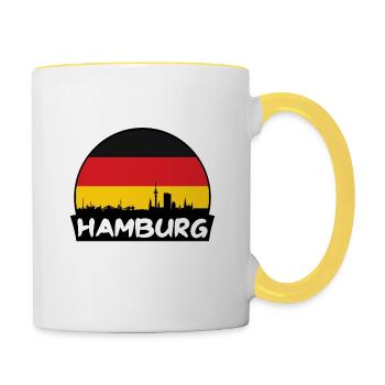 Hambourg Allemagne Flag Skyline Silhouette Voyage - Mug contrasté - blanc/jaune - Droite