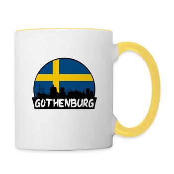 Göteborg Suède Flag Skyline Silhouette Voyage - Mug contrasté - blanc/jaune - Droite