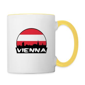 Vienna Austria Flag Skyline Silhouette Travel - Contrasting Mug - white/yellow - Right