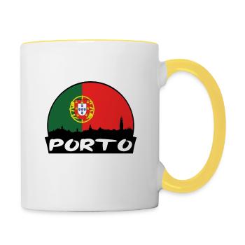 Porto Portugal Flag Skyline Silhouette Travel - Contrasting Mug - white/yellow - Right
