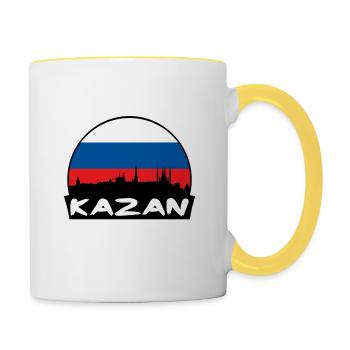 Kazan Russie Flag Skyline Silhouette Voyage - Mug contrasté - blanc/jaune - Droite