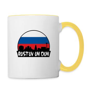 Rostov On Don Russie Flag Skyline Silhouette Trave - Mug contrasté - blanc/jaune - Droite