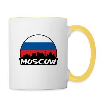Moscou Russie Flag Skyline Silhouette Voyage - Mug contrasté - blanc/jaune - Droite