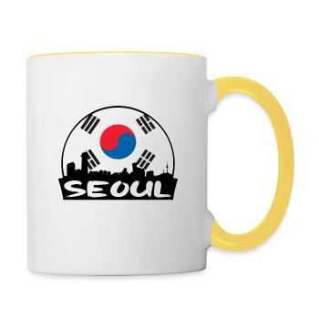 Seoul South Korea Flag Skyline Silhouette Travel - Contrasting Mug - white/yellow - Right