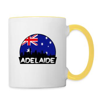 Adelaide Australien Flagge Skyline Silhouette Reisen - Tasse zweifarbig - Weiß/Gelb - Rechts
